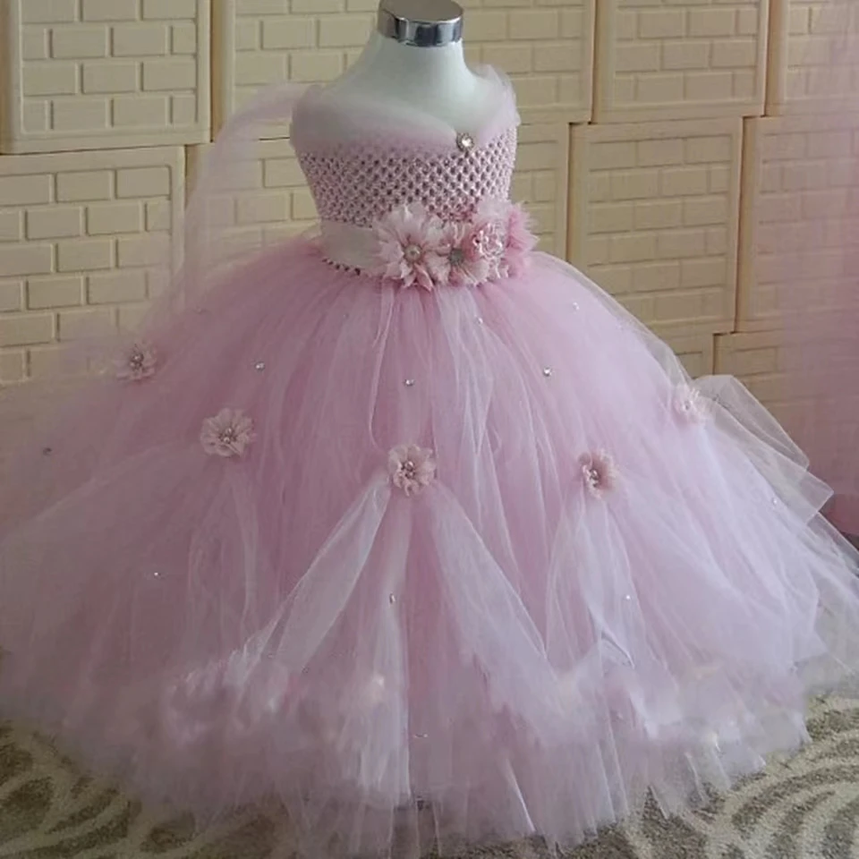 Flower Girl Princess Dress Kid Party Pageant Wedding damigella d\'onore Tutu abiti rosa lavanda bambini vestito per ragazze