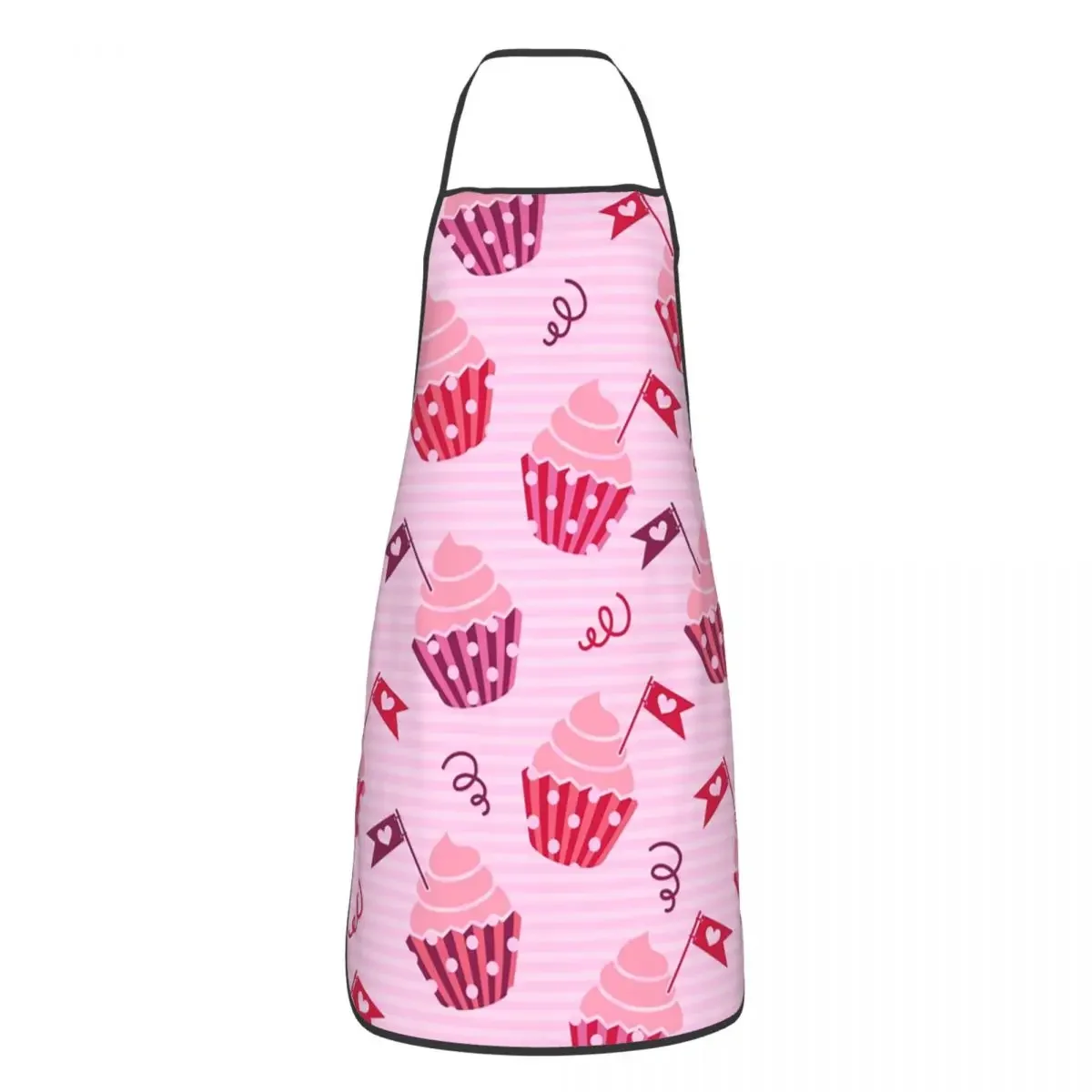 Pink Cupcake Heart Pattern Apron Women Men Unisex Bib Fairy Cake Cooking Kitchen Tablier Cuisine Chef Painting