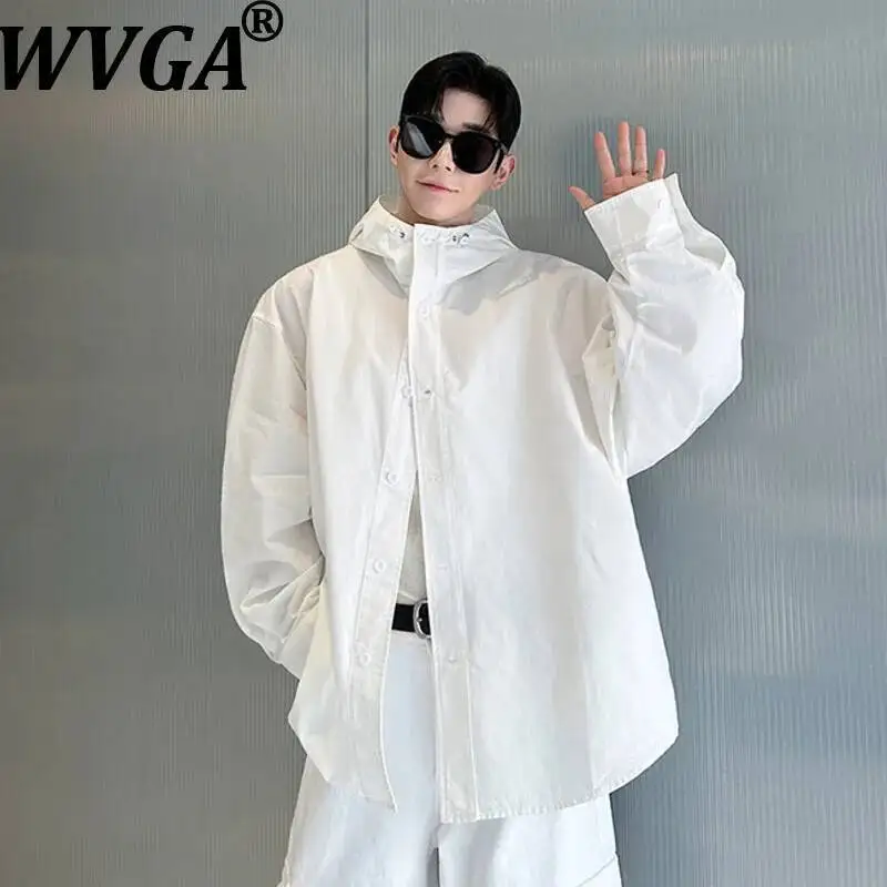 

WVGA Spring Autumn New Men Tide Fashion Niche Design Versatile Trendy Loose Hooded Long Sleeve Shirt Chic Casual Tops Ins W23790