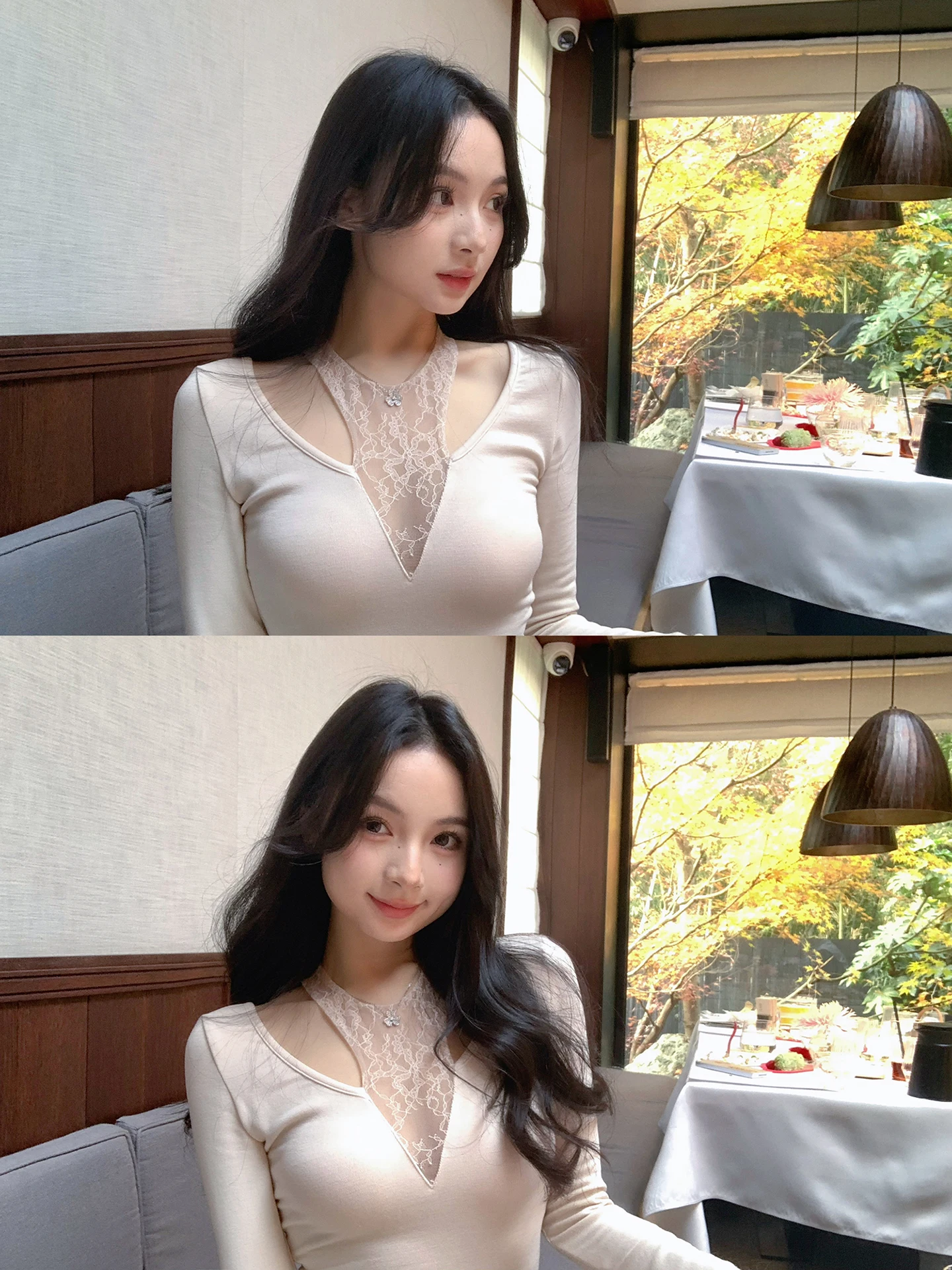 

Winter New Women's Long Sve T-irt Lace Patchwork Fce Lined Base Layer irt Pure Desire Sle Sweet Sle Stand Fit