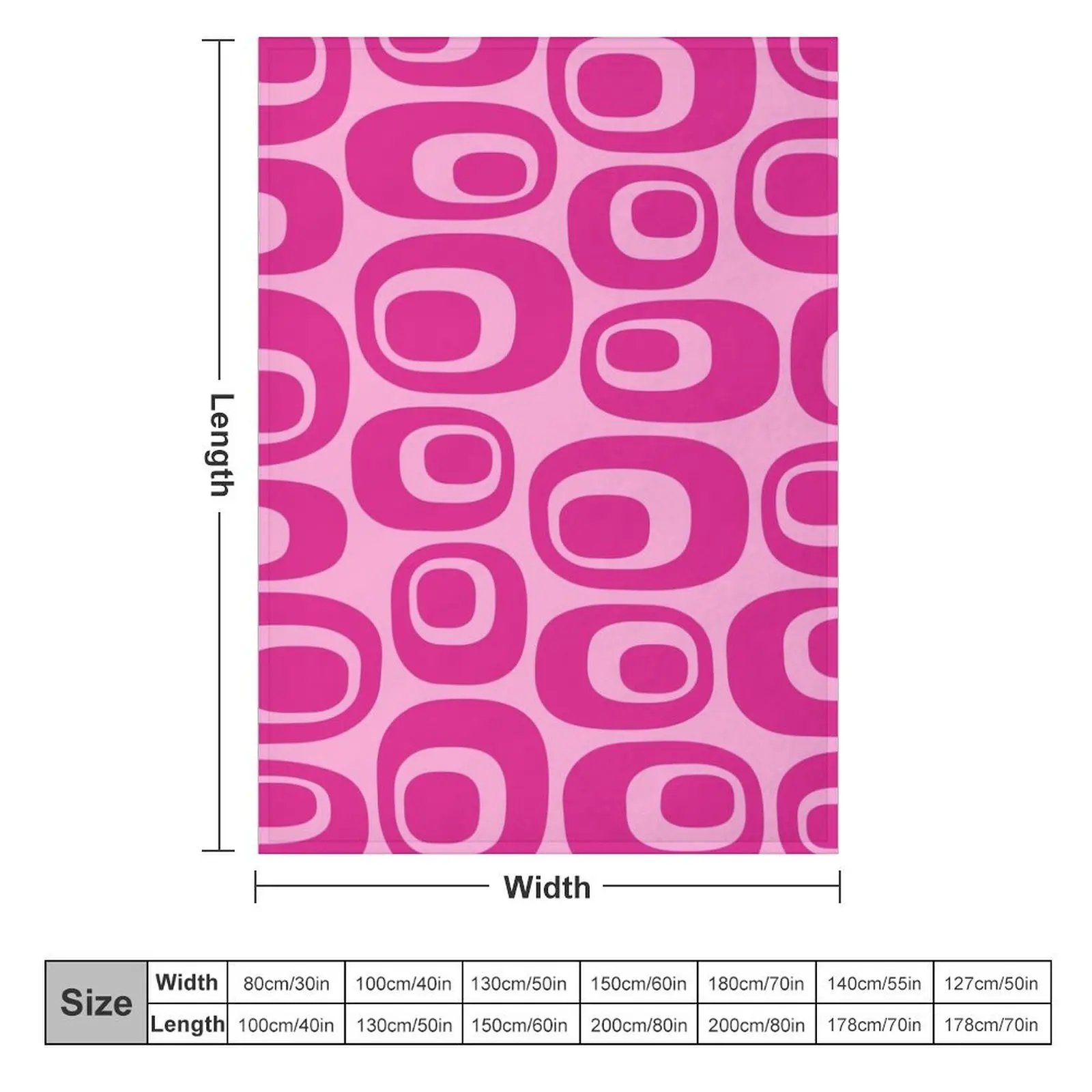 Retro Mod Pattern in Magenta and Pink Throw Blanket Designers Luxury Brand Sleeping Bag Softest Blankets