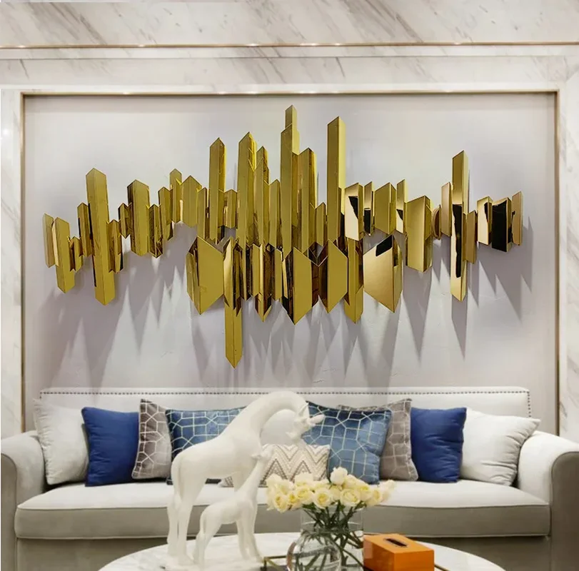 

Living room background stainless steel wall decoration wall hanging, creative light luxury wall metal decoration YX256ZB