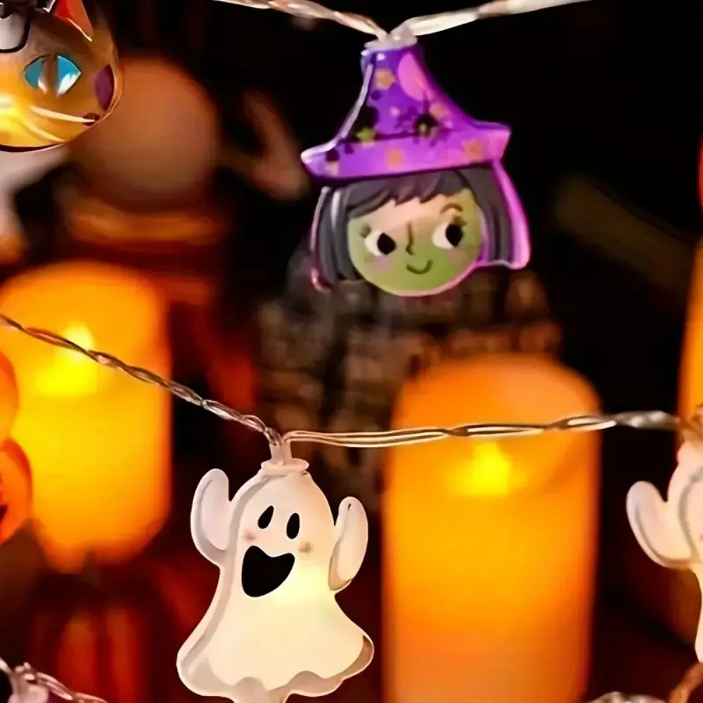 1.5M10LED/3M20LED Halloween LED Light String, Battery Powered, With Pumpkin, Ghost And Other Shapes, Used For Holiday Decoration