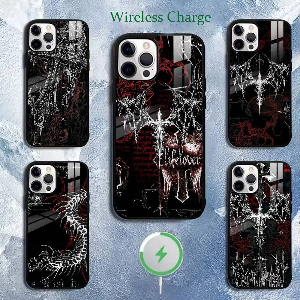 

Cyber Sigilism Cross Gothic Phone Case For iPhone 11,12,13,14,15,16,17Plus,Pro,Max for Wireless Charging
