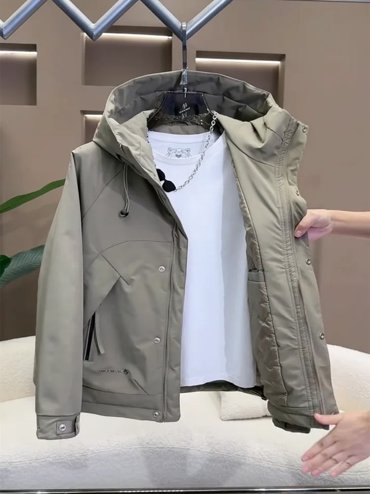 

Мужская осенне-зимняя хлопковая куртка с капюшоном, свободная посадка, теплая универсальная рабочая одежда, верхняя одежда из двух хлопка