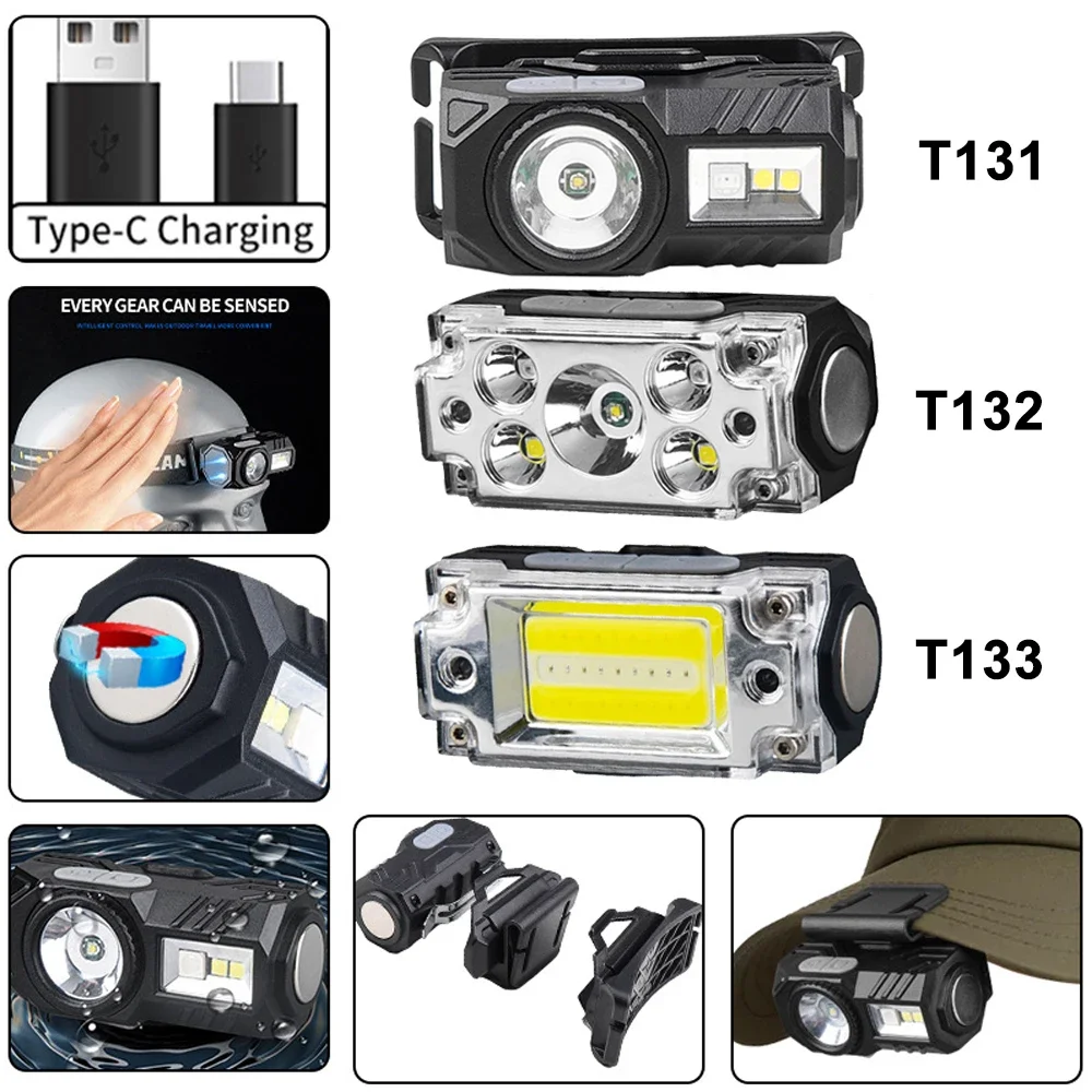 ポータブルLEDモーションセンサーライト,USB充電式,防水,常夜灯,磁気警告灯