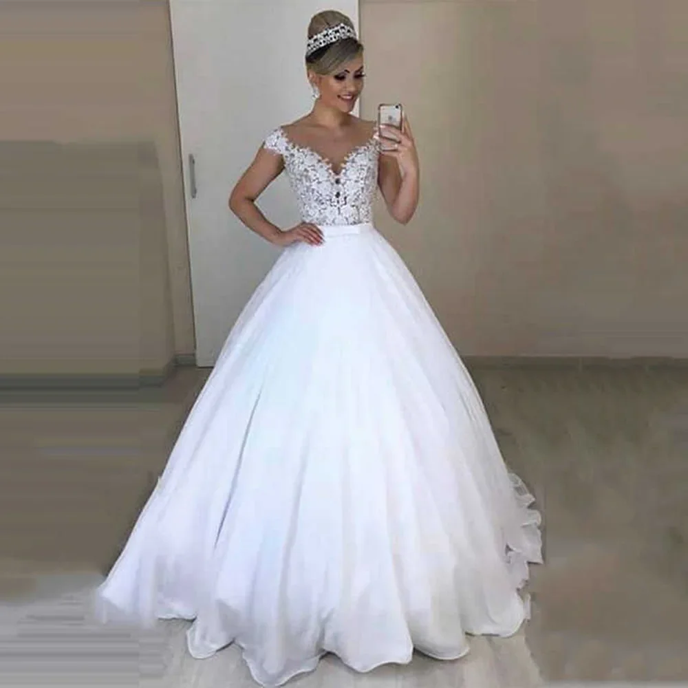 V Neck Two Pieces Wedding Dresses Lace Appliques Chiffon 2 in 1 Bridal Gowns Short Dress with Detachable Skirt Vestidos De Novia
