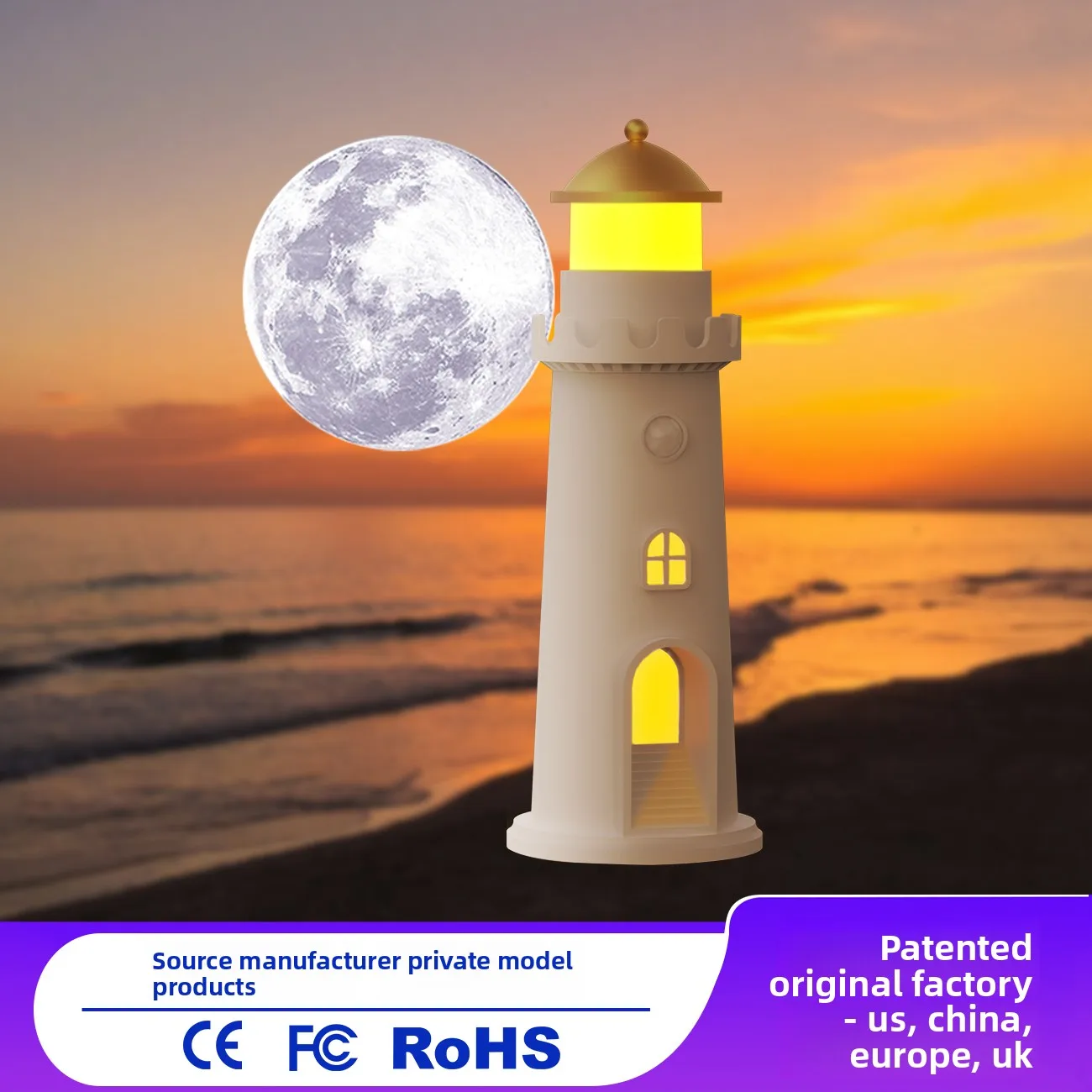 Moonlight Lighthouse Projection Human Body Sensor Night Light Ambience Lamp Creative Table Lamp Decoration