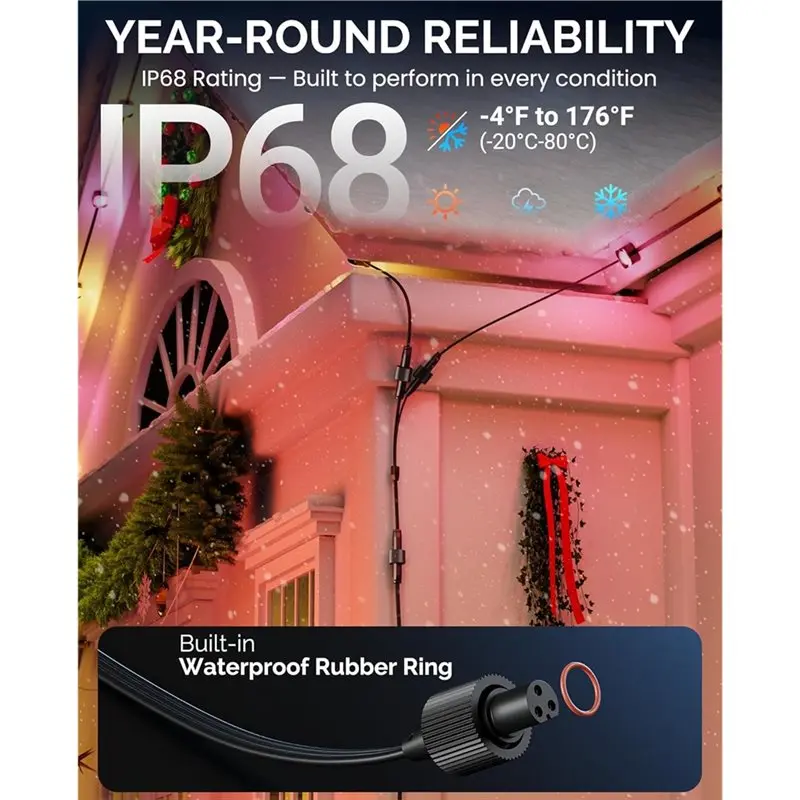 Divisor de conector Y para série de luzes externas permanentes Govee, cabo de extensão para H705A H705B H705C, 1 fêmea para 2