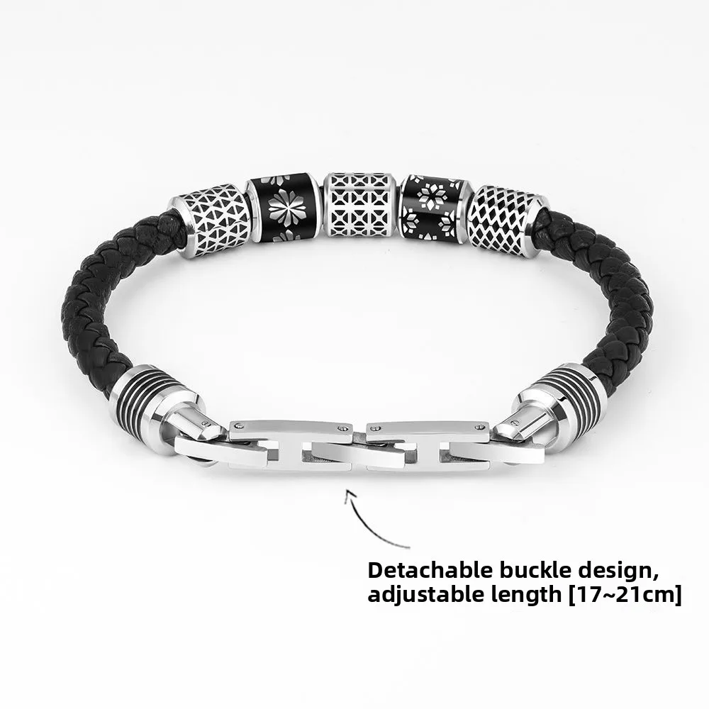 Original GUDUD Transfer Bead Woven Leather Rope Bracelet Boys Senior Versatile Gifts