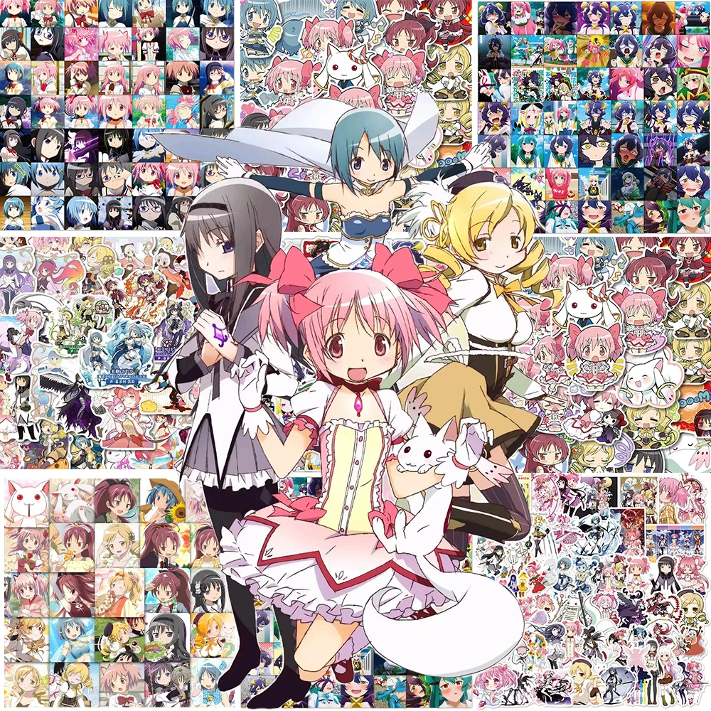 48/50/80pcs Madoka Magica Anime Stickers Girls Kaname Madoka Akemi Homura Miki Sayaka Tomoe Mami Sakura Kyouko Sticker Decals