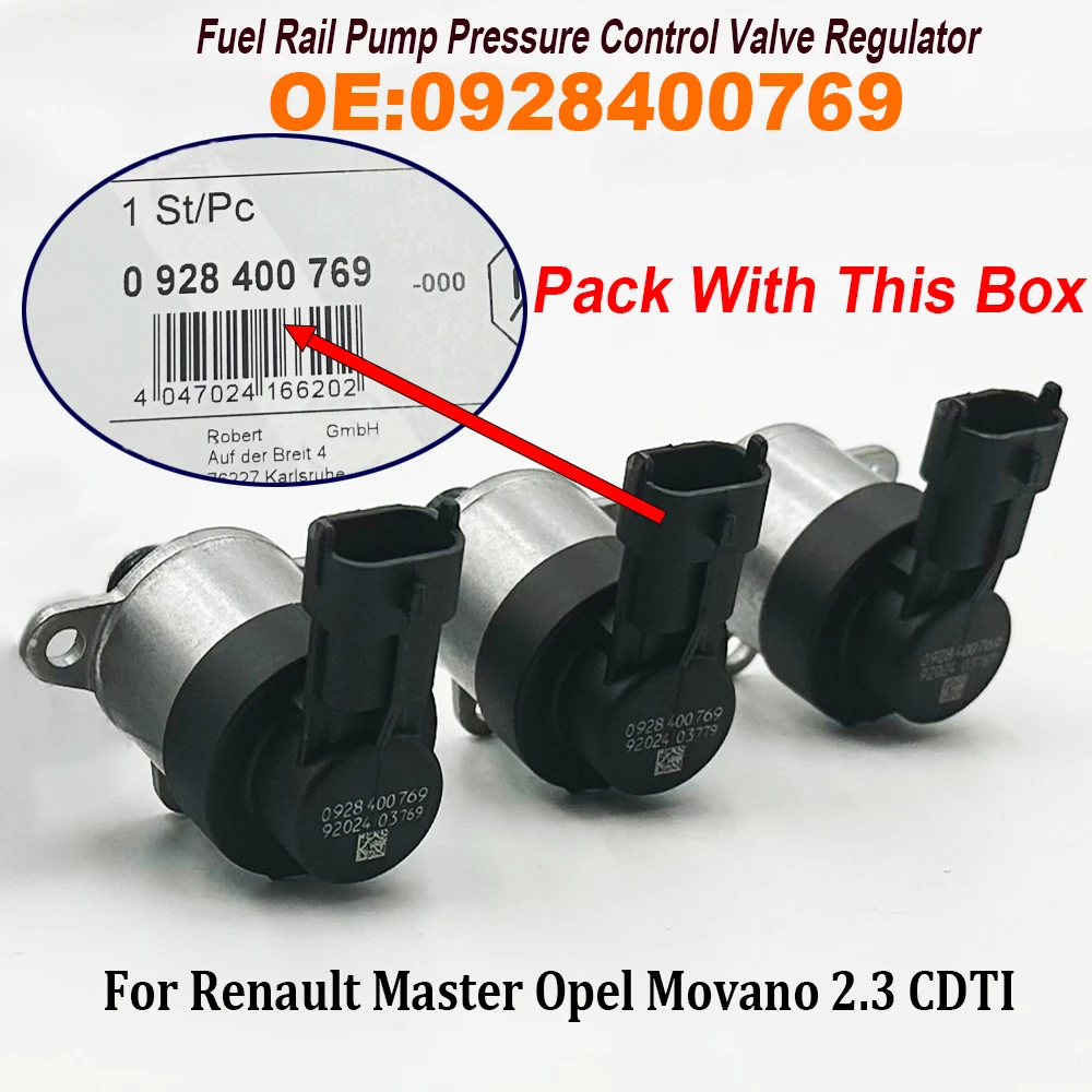 1/3PCS 0928400769 Fuel Rail Pump Pressure Control Valve Regulator 0928400703 0445010205 For Renault Master Opel Movano 2.3 CDTI