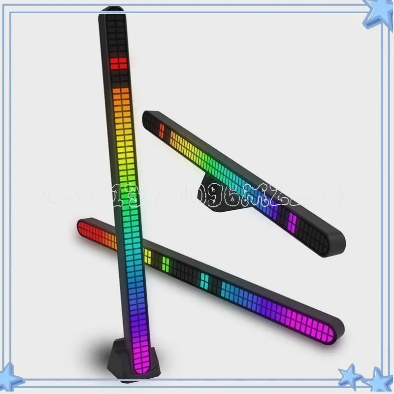 New Double-row 64-bit Pickup Light Long Battery Life Charging Rgb Rhythm Car Sound Control Light Audio Atmosphere