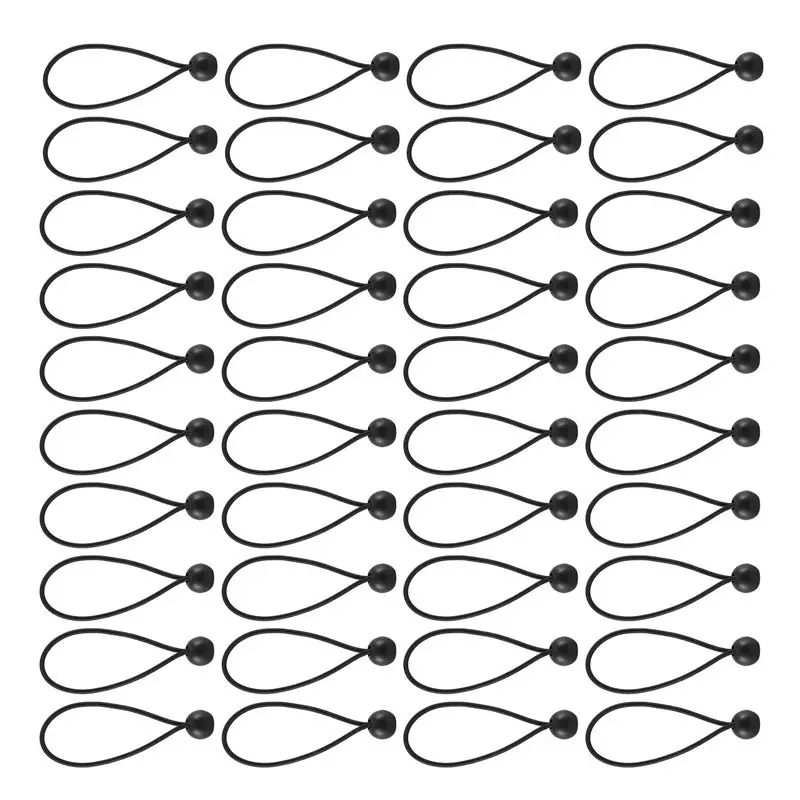 A95G 50 Pcs Bungee Cord With Balls Elastic Ties Bungee Toggles Ties For Marquees,Tents Banners,Flag Poles,Tarp