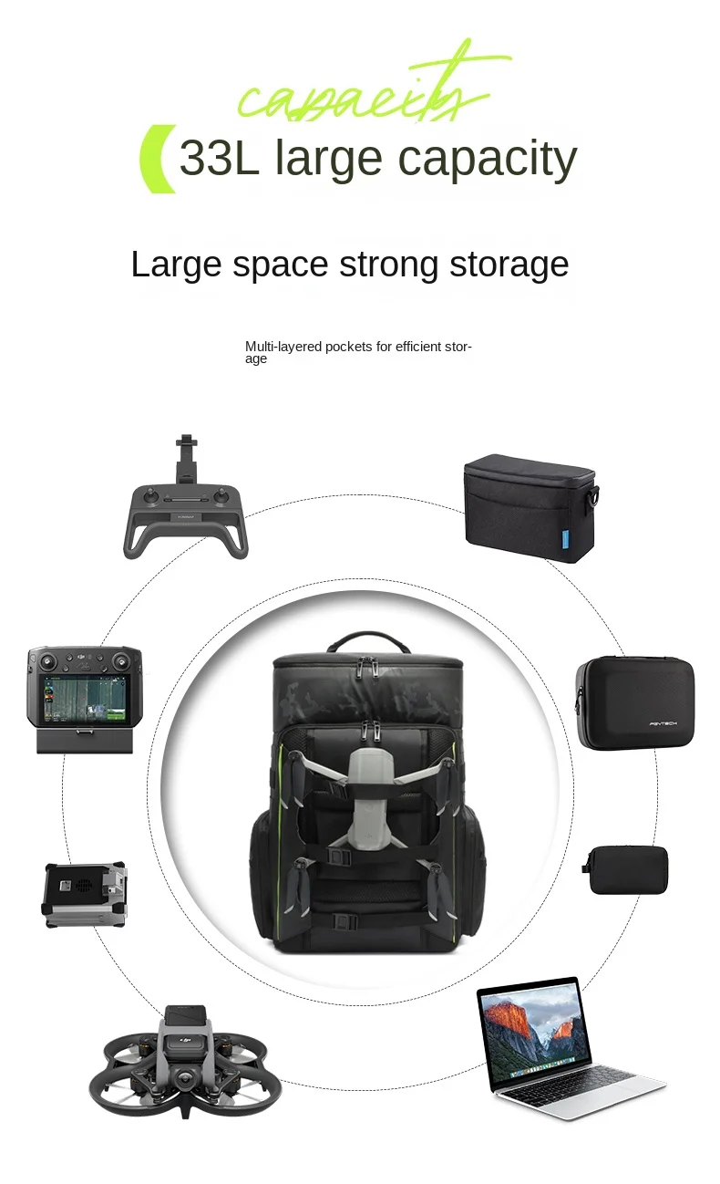 33L FPV RC Racing Drone Backpack, Outdoor Travel Waterproof Camera Photography Bag, Large Capacity Travel Hiking Bag Rucksack view 5