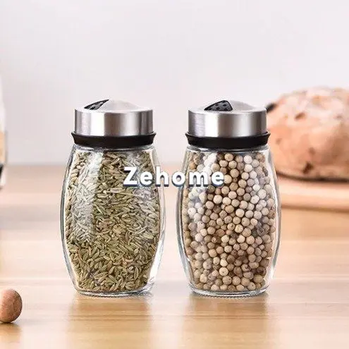 Rotating Glass Seasoning Jar Set Household Creative Kitchen Spice Bottles Storage Boxes