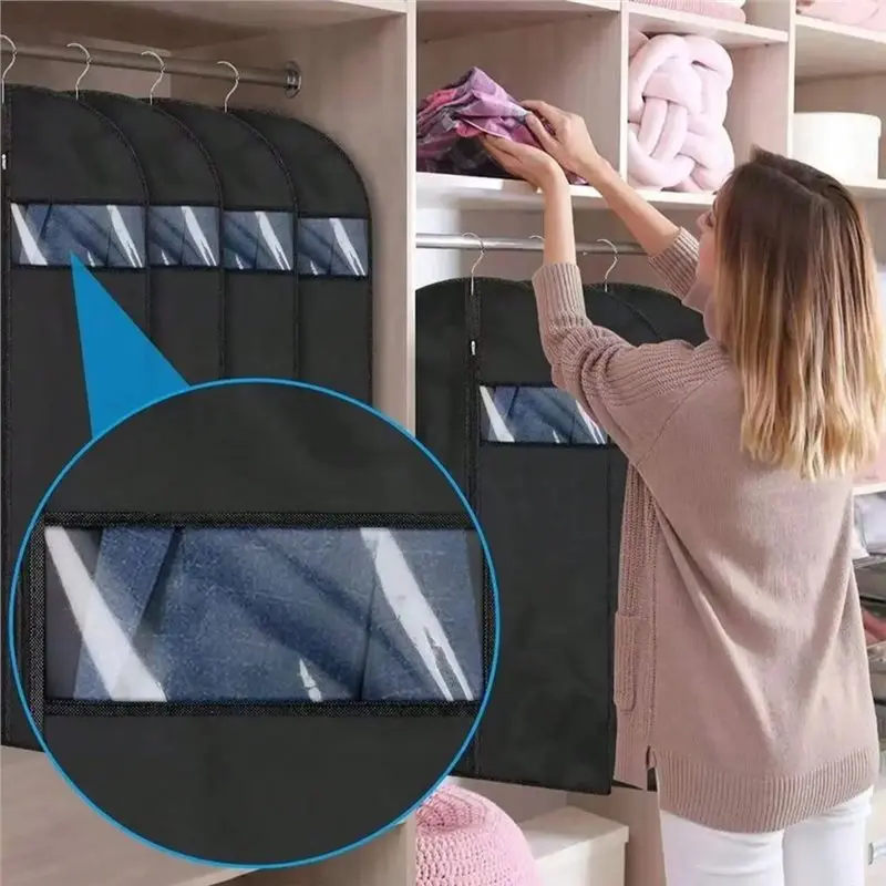 B97A-Waterproof Material Dust Cover For Clothes For Wardrobe Storage- Foldable 5-Pack Design