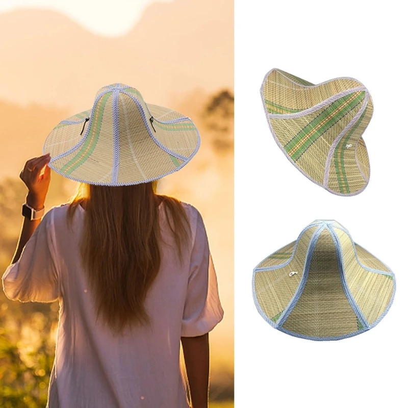 Woman Vacation Straw Weaving Hat Travel Foldable Sun Hat Wide Brim Anti-Uv Hat