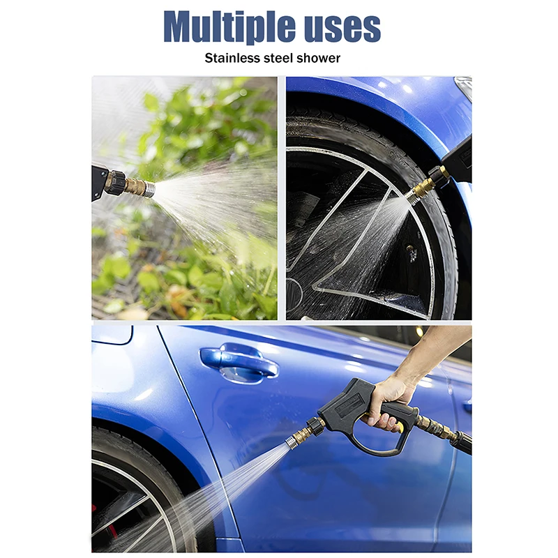 

Stainless Steel Shower Blades High Pressure Water Gun Interface Washing Nozzle 1/4 Quick Connect Wash Cars Garden Urban Tool