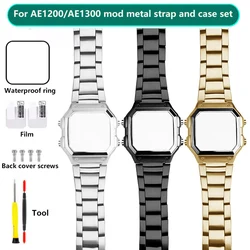 AE1200 modification all metal case strap mod kit For Casio AE-1200 /1300WH bezel glass waterproof ring kit stainless steel part