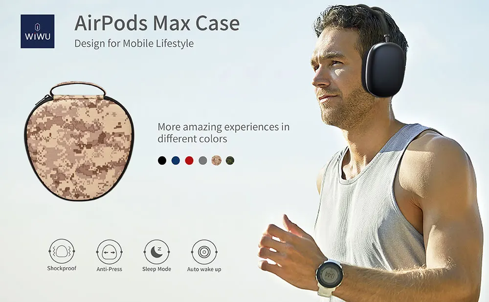 Wiwu schützende intelligente Hülle für Airpods max mit automatischer Schlaf wasserdichte Hartsc halen tasche für Airpods max tragbare Trage tasche – Detail 21