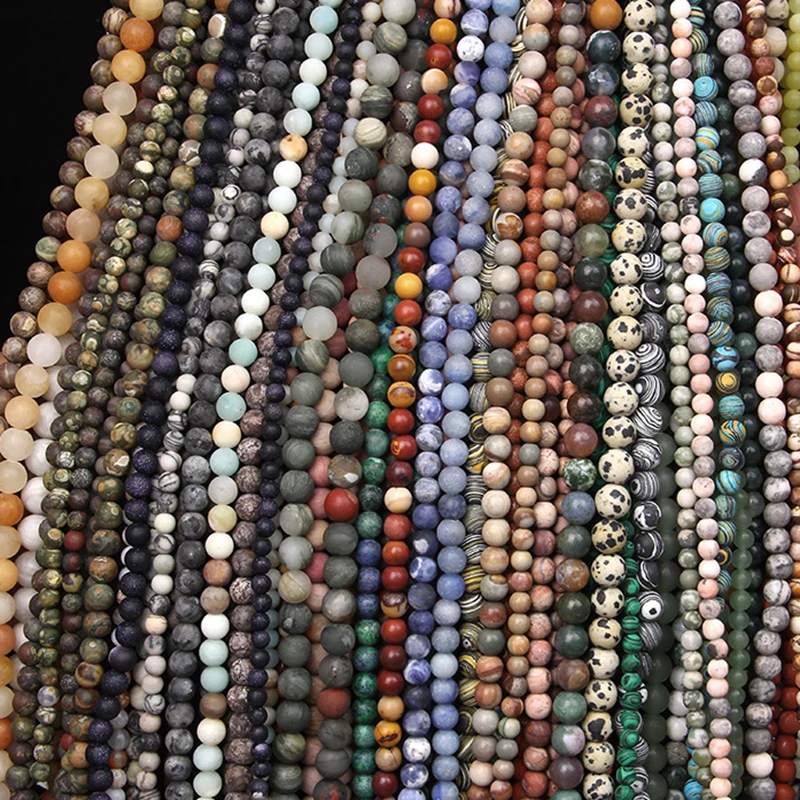 100% Natural Color Stone Beads Matte Frosted Dull Polished Jaspers Beads DIY Making Bracelet Necklace Earring Jewelry Wholesale