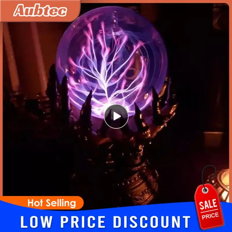 

Glowing Deluxe Cellular Crystal Ball Luminous Witch Hand Electrostatic Plasma Light Serve Skull Finger Hallow Spooky Decor