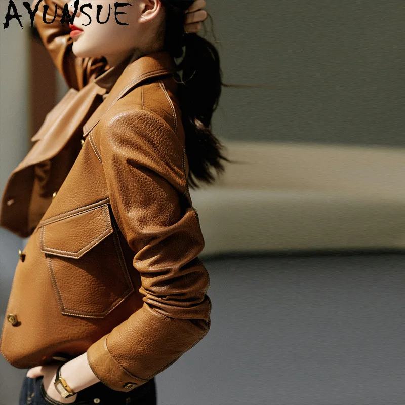 AYUNSUE veste en cuir véritable pour femme 2025 manteaux en peau de mouton pour femmes vestes de moto printemps automne vêtements nouveau dans les vêtements d'extérieur