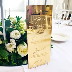 Customizable Wedding Menu, Acrylic Menu with Menu Holder, Personalized Custom Wedding Table Menu