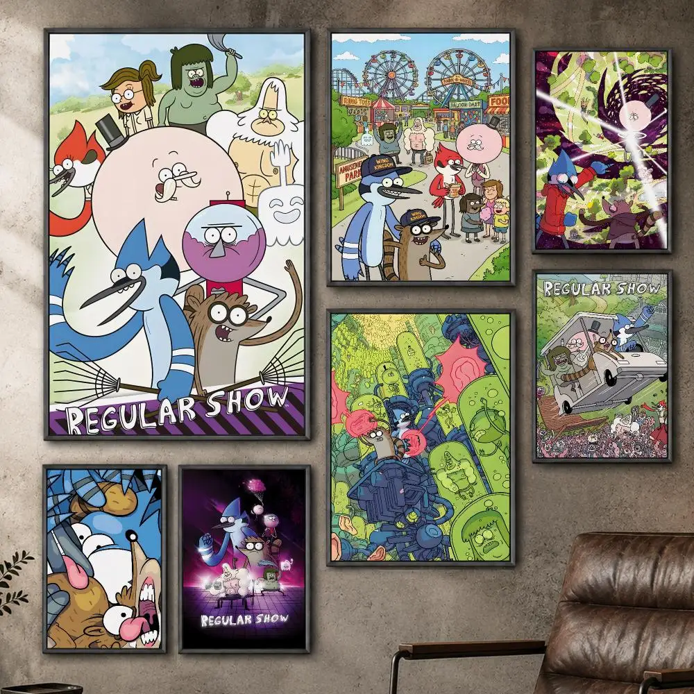 Regular Show Surreal Cartoon Comedy Series Art Poster  PP Self Adhesive Home Garage Dorm Bar Wall Decor Aesthetic Retro Gift
