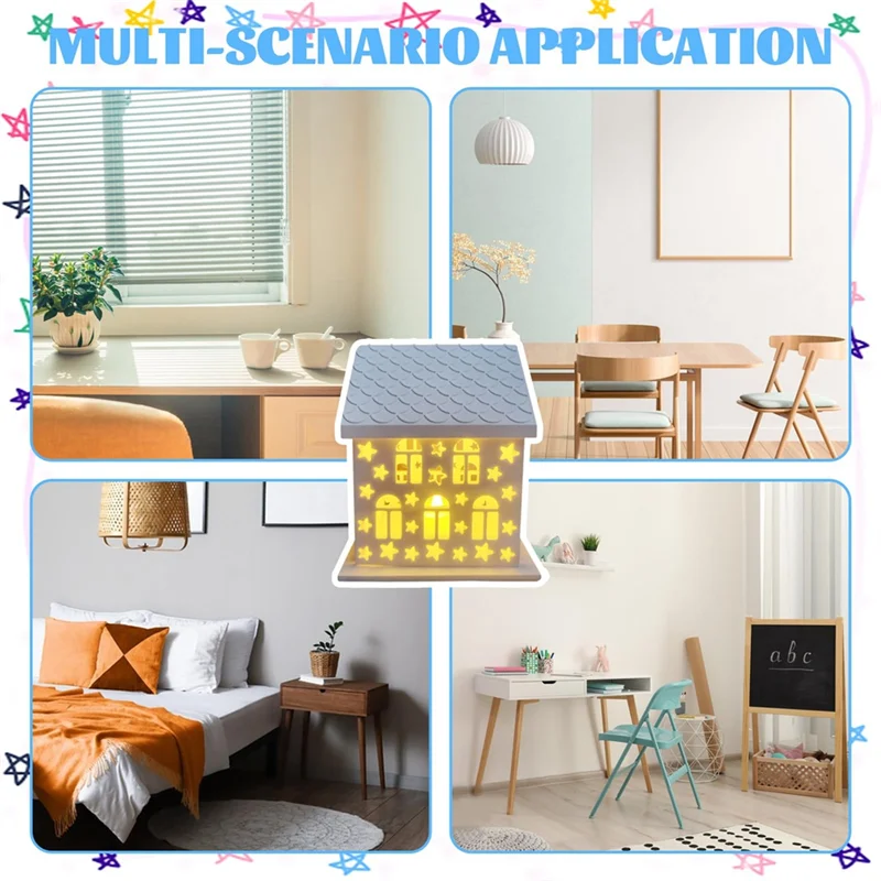 

P4-4 шт./компл. 3D силиконовые формы для дома для смолы, бетона, звезда, дом, подсвечник, форма в форме дома, украшения, прочный