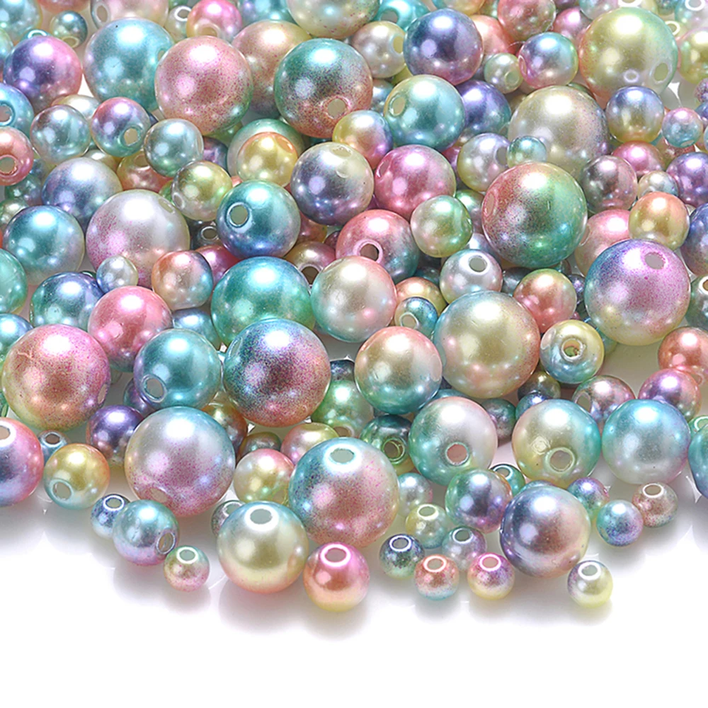 4/6/8/10mm Gemischte Größen Meerjungfrau Aurora ABS Imitationsperlen Runde Abstandsperlen für DIY Schmuckherstellung Armband Halskette Zubehör – Detail 5