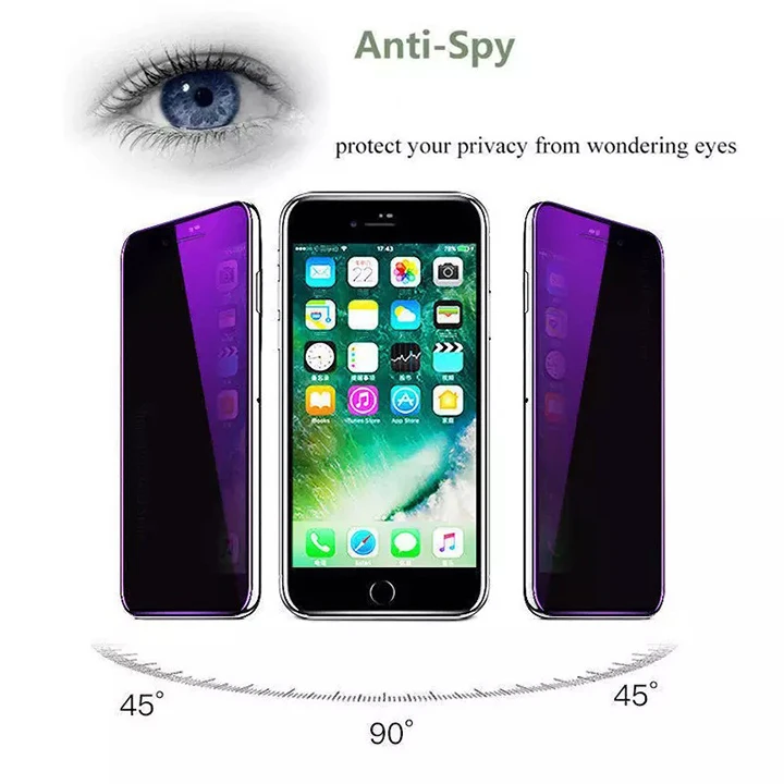 [3 Vidrios Antiespías +3 Protectores de Lente] Protector de Pantalla de Privacidad Rayo Púrpura para iPhone 17 16 15 14 Plus 13 12 Mini 11 Pro Max 16e Film 6