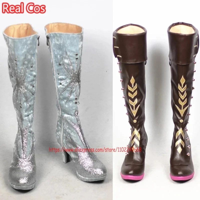 

New Anna Elsa Shoes Cosplay Adult Girls Queen Prince Boots Halloween Wedding Shoes Custom-made
