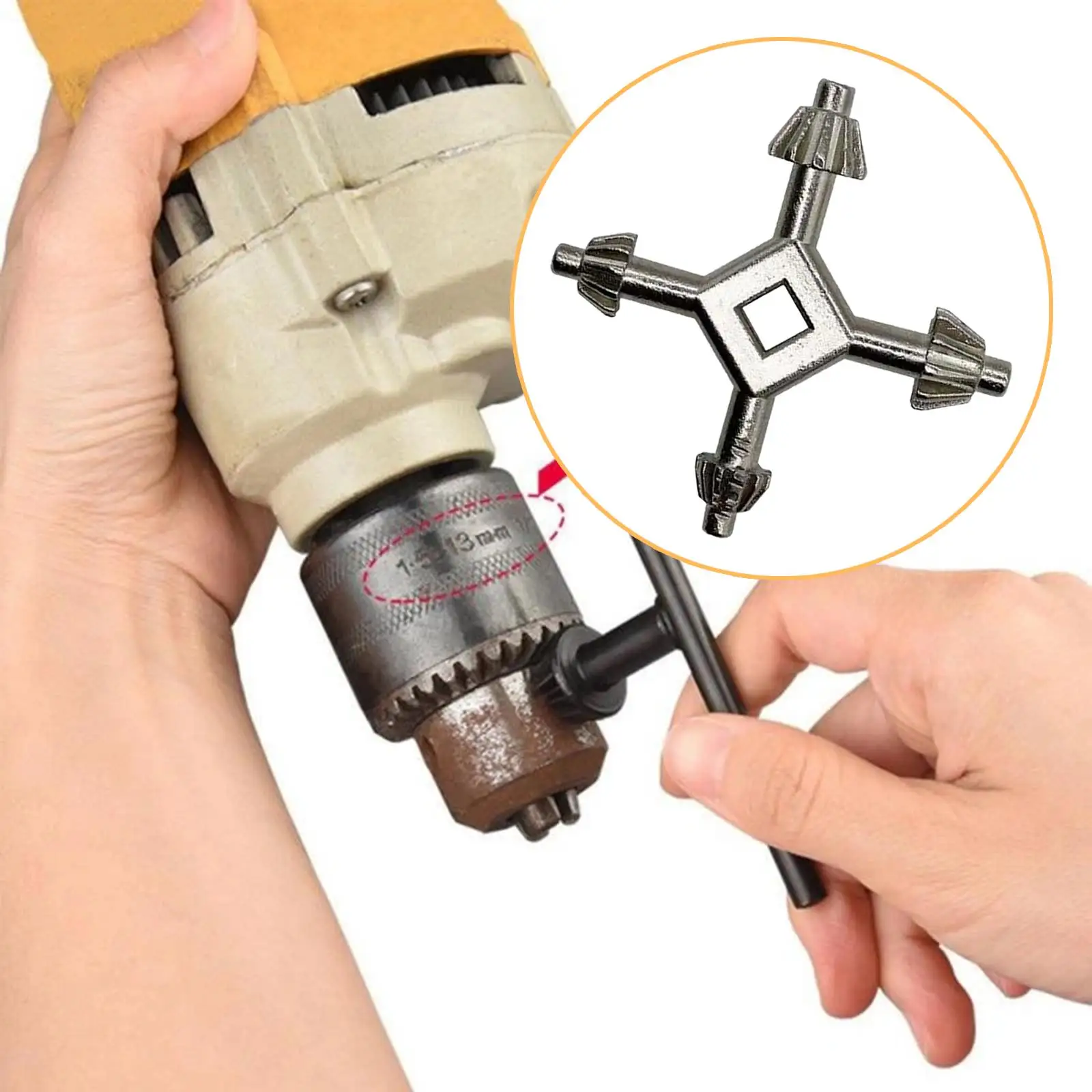 Multifunctional Chuck Key Wrench Steel Attachment Drill Chuck Key Spanner Handheld Impact Wrench Tool for Drilling