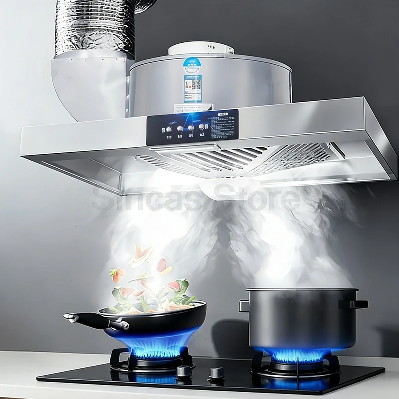 

600 Вт кухонный вытяжной вентилятор 45 см с механическими кнопками, двухскоростной дымоотделитель из нержавеющей стали для дома и небольшого ресторана