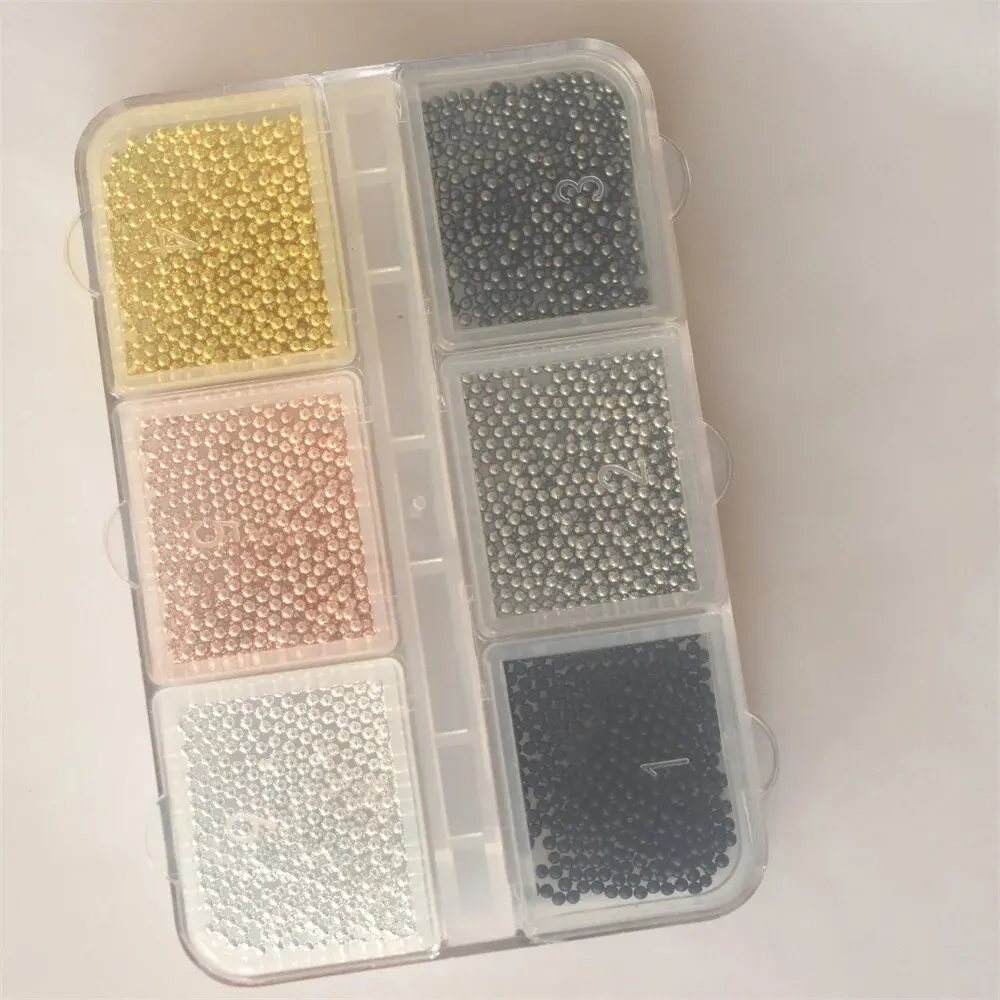 1 pudełko 0.8-3mm mieszane koraliki metalowe małe ozdoby do paznokci urok 3D złoto srebro stop kawior koraliki piłka DIY klejnot dostaw — zdjęcie 6