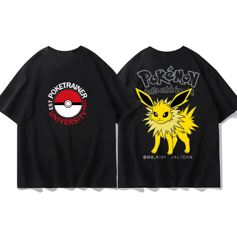 (Miniso) Pokemon Tshirt Pikachu piccolo drago di fuoco Keda Duck T-shirt in cotone da uomo Top T-shirt in cotone da donna estiva Abbigliamento da uomo