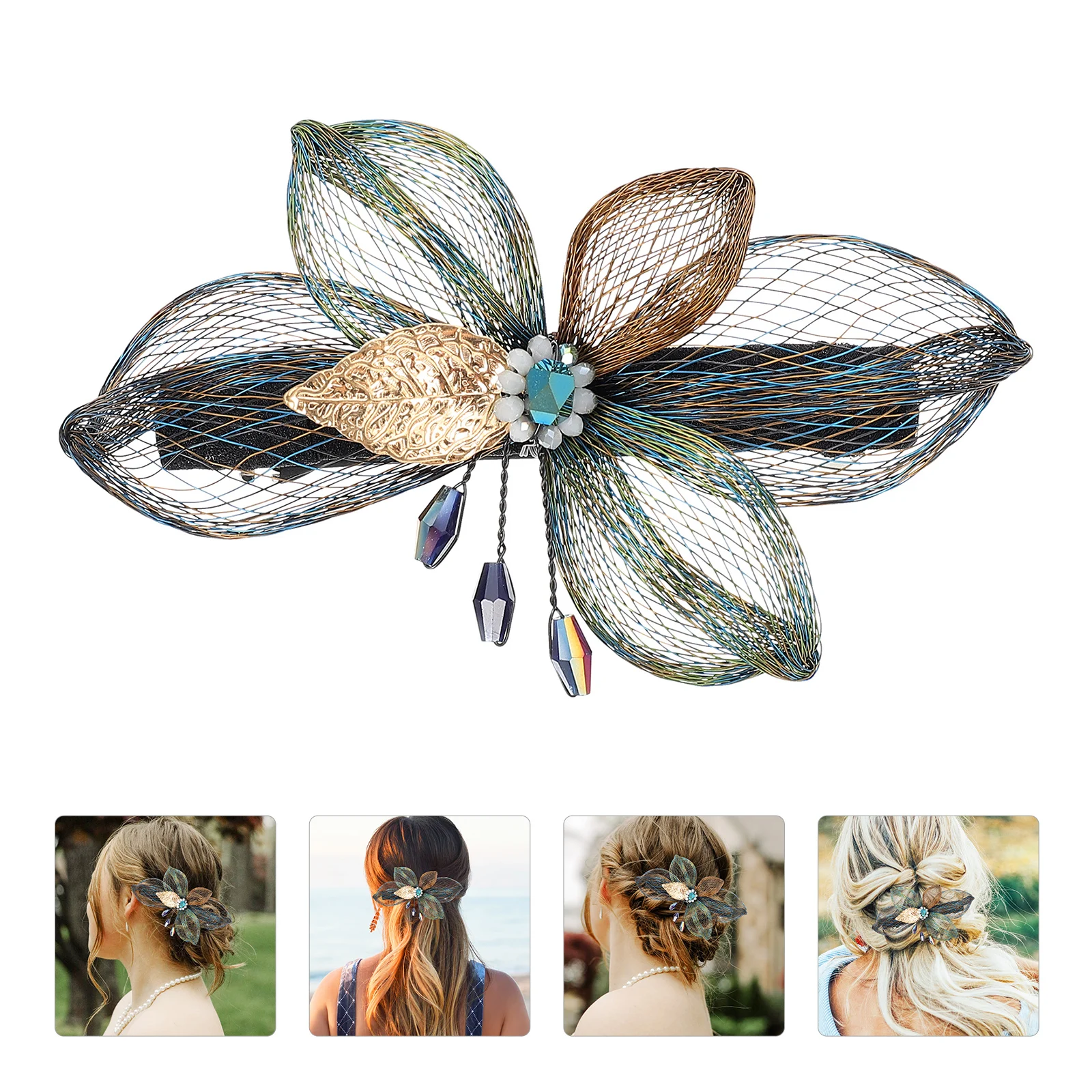 

Copper Wire Metal Bow Rhinestone Hair Clips Butterflies Barrette For Women Girls Wedding Headdress Hair Accessories Party
