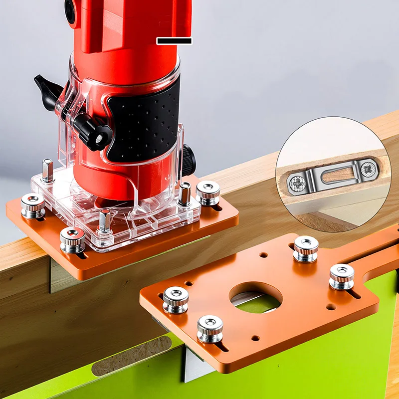 1Pc Wood Router Slotting Locator Tool with Limit, 2 in 1 Slotted Base & Fastening Bracket Handheld Edge Trimmer Milling Cutting