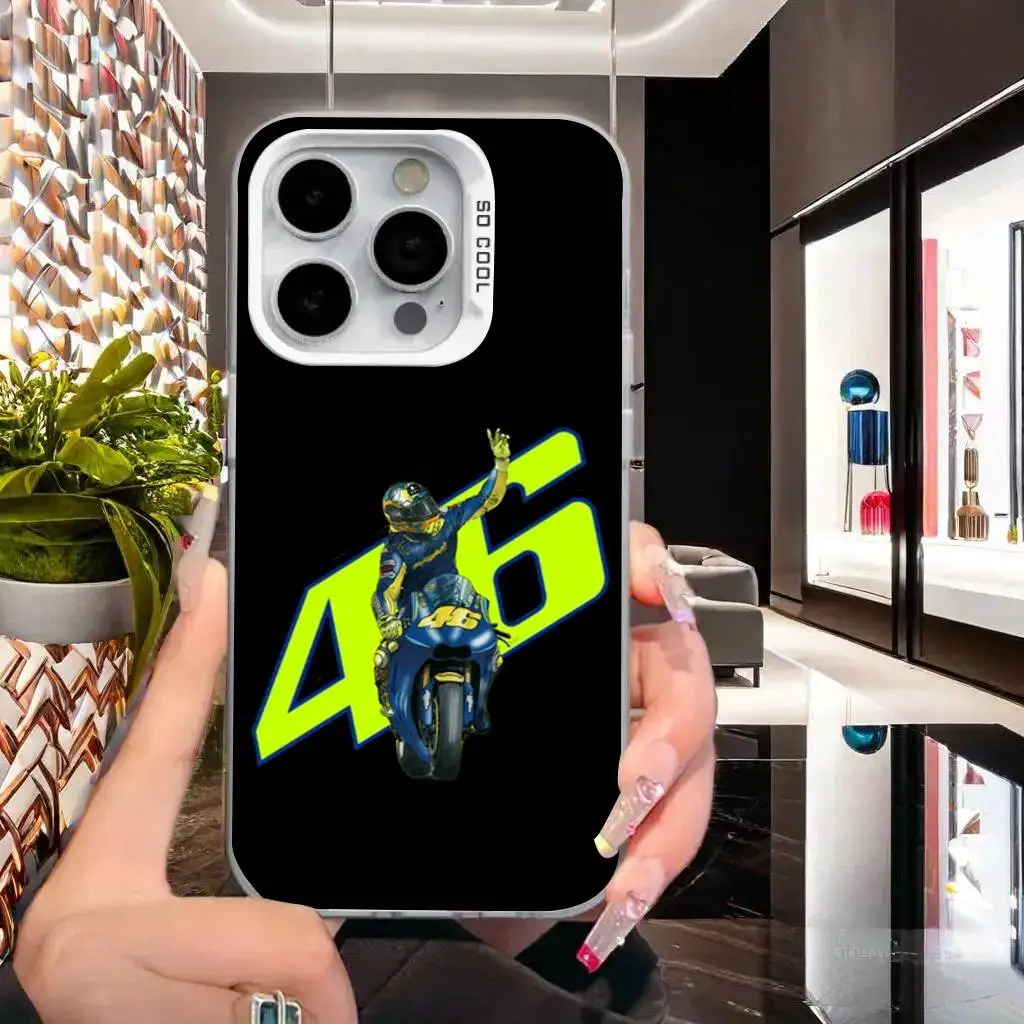 1 funda de teléfono v-valentinoS r-ossies 46 IMD Color carcasa plateada para IPhone17 16 15 14 13 12 11 Pro Max Plus