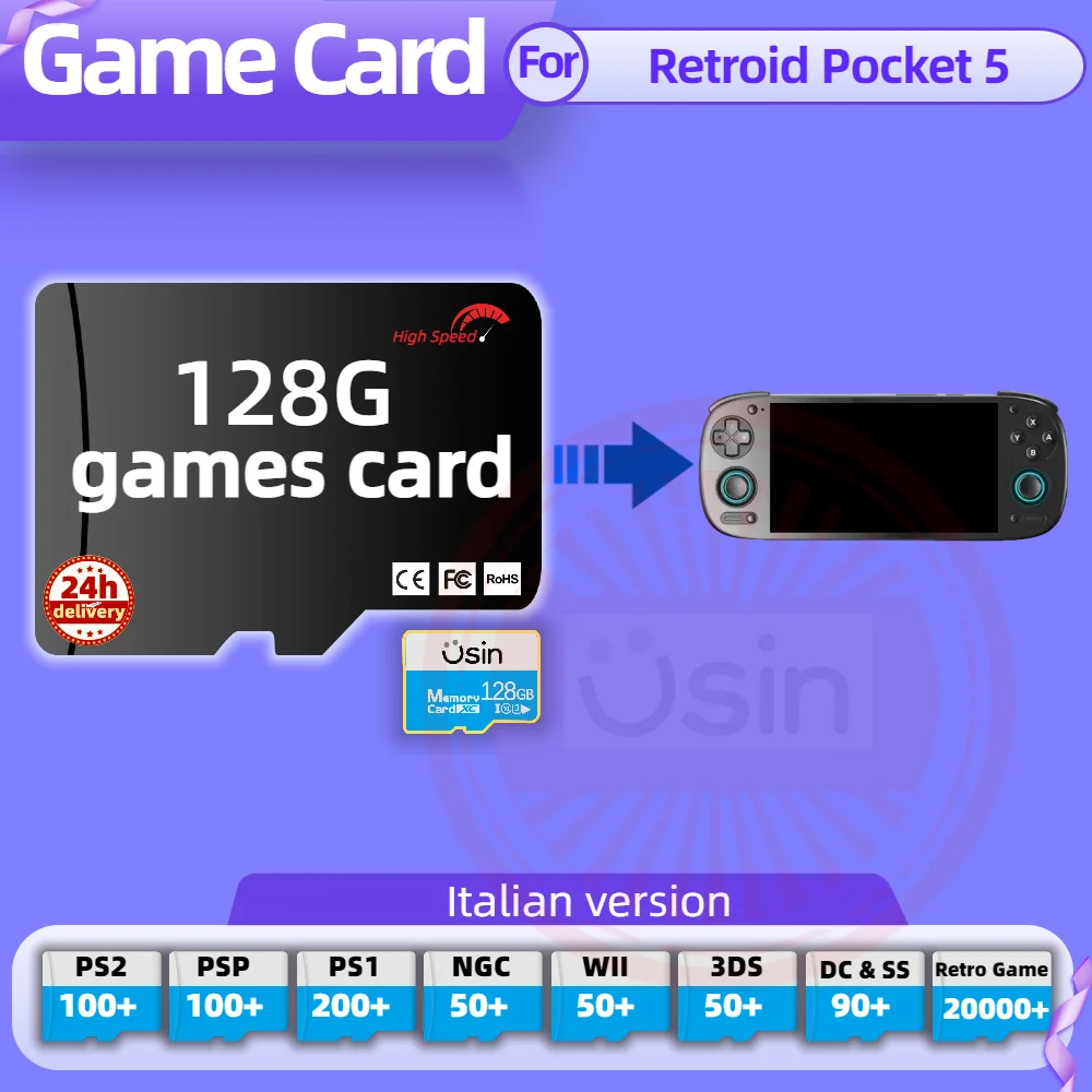 Memory Game Card For Retroid Pocket 5 Mini Italian version Retro PS2 PSP Games Android Gaming portable Console SD TF 128G