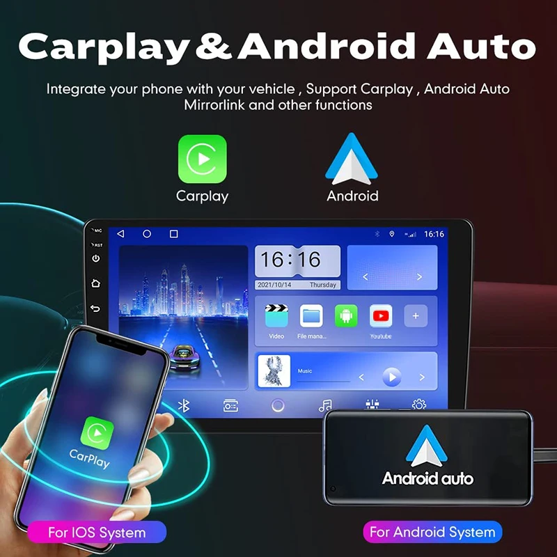 3 + 32G 910 بوصة أندرويد 13 مزدوج الدين ستيريو السيارة QLED شاشة تعمل باللمس راديو السيارة مع Carplay وكاميرا أندرويد GPS Navi FM BT #6