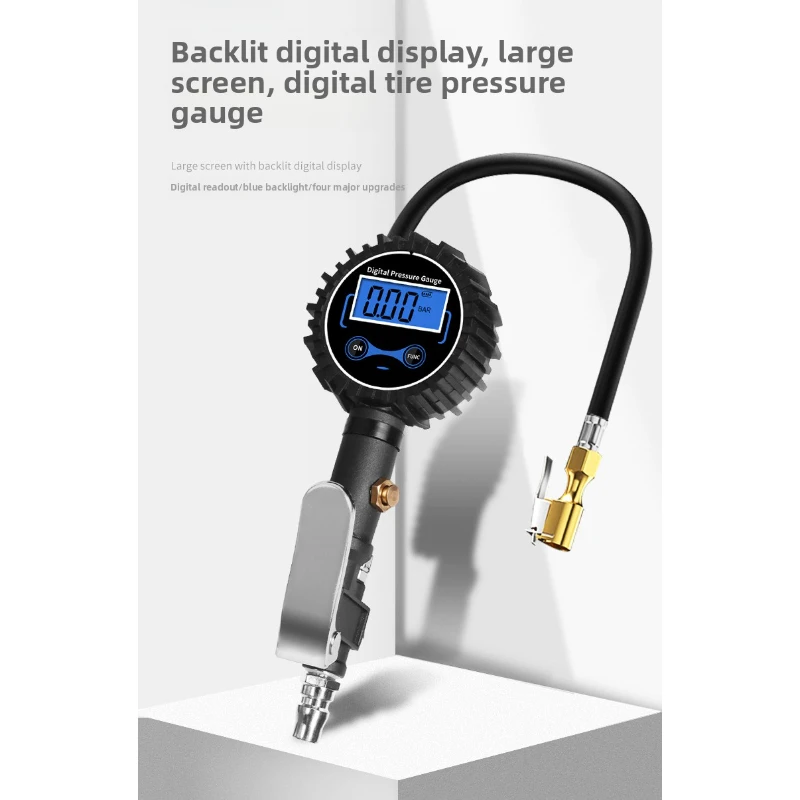 High‑accuracy Digital Car Tire Pressure Monitor Tyre Inflator Gun Nozzle Inflation Pressure Gauge