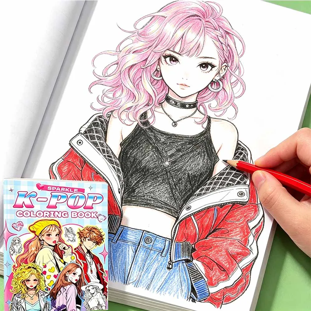 K-Pop Style Coloring Book – Original Idol Fashion Line Drawings, Creative Sketch Pages for Fans, Birthday Christmas Gift