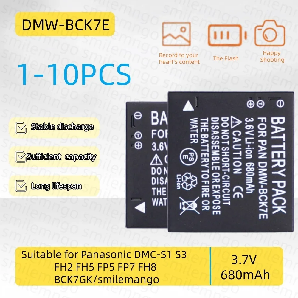 DMW-BCK7E Camera Battery 3.6V 680mAh Rechargeable Suitable for Panasonic DMC-S1 S3 FH2 FH5 FP5 FP7 FH8 BCK7GK