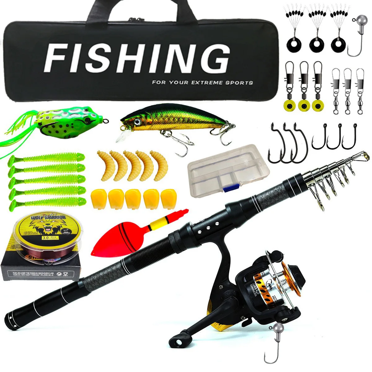 

Novice Luya rod throwing equipment, full set of fishing gear rod wheel set, portable fishing tackle, Mino bait line