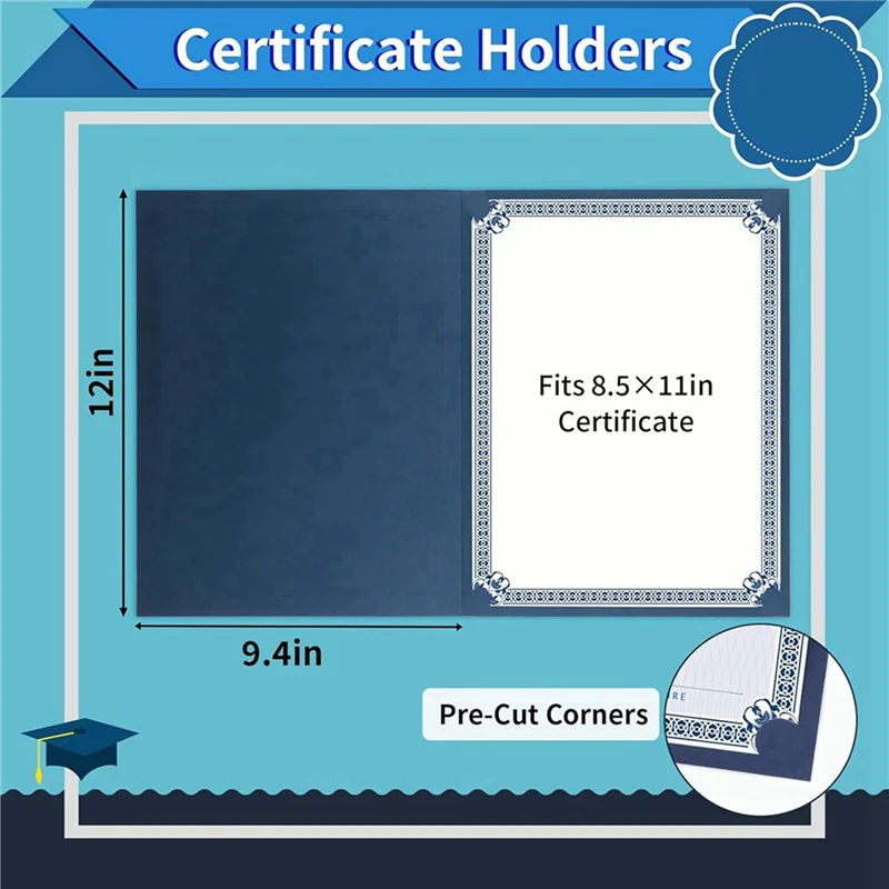 حاملات شهادات ABUN، 20 عبوة من حاملي الدبلومات، أغطية الشهادات مع حدود من رقائق الذهب لحجم الرسالة 8.5 × 11 بوصة #6