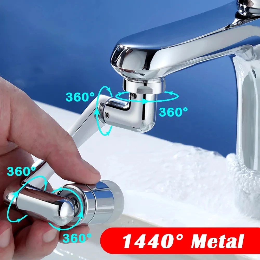 1440° Universal Tap Aerator Anti-splash Swivel Water Saving Plastic Faucet Spray Head Robotic Arm Dual Mode Tap Extender Adapter