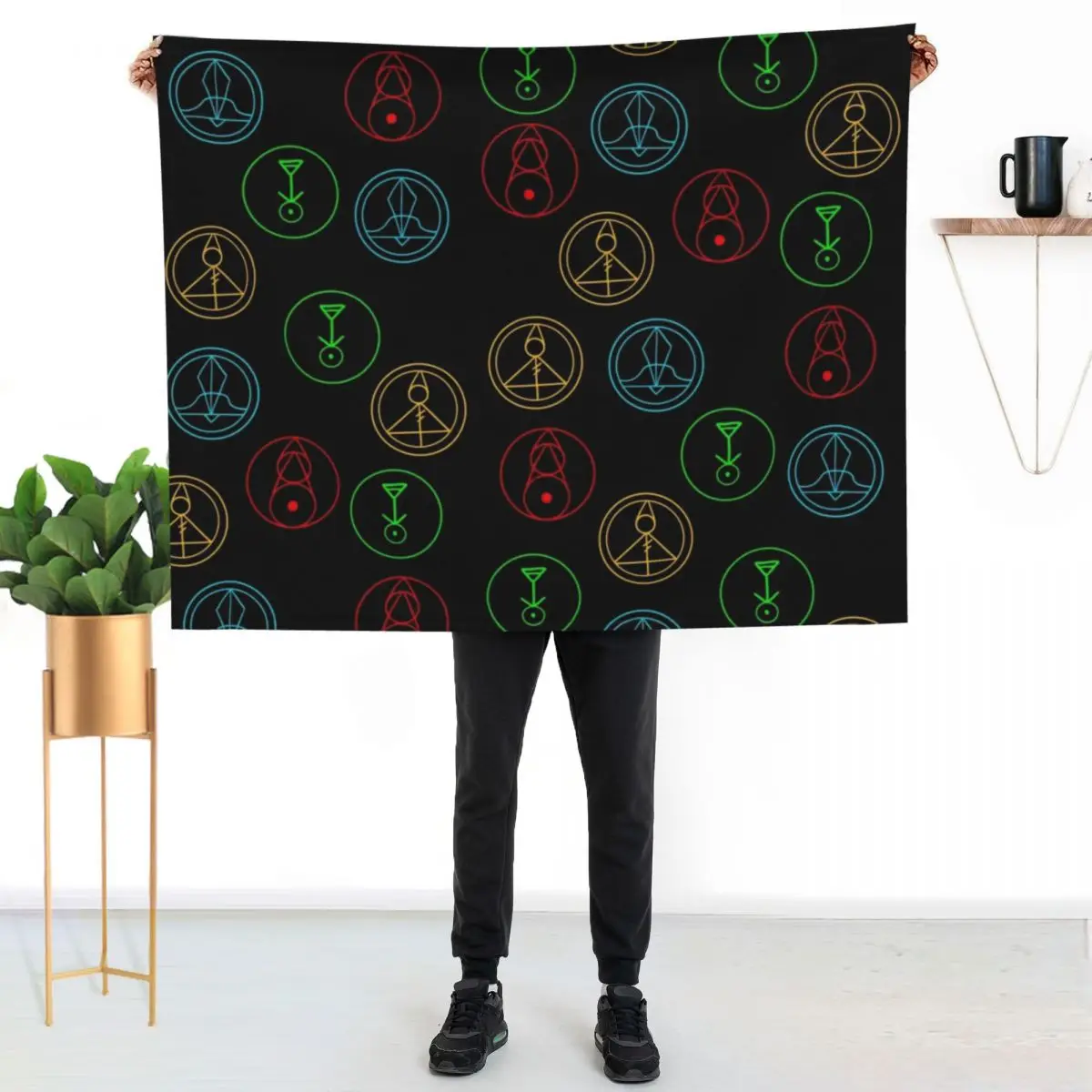 Owl House Glyph Pattern Throw Blanket Color Fast Cozy Throw Blanket
